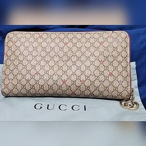 GUCCI BEIGE/BROWN MICRO GG SUPREME LONG WALLET comes with dustbag